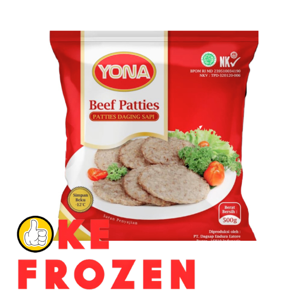 

BEEF PATTIES YONA 500GR ISI 10 ISI BURGER DAGING SAPI