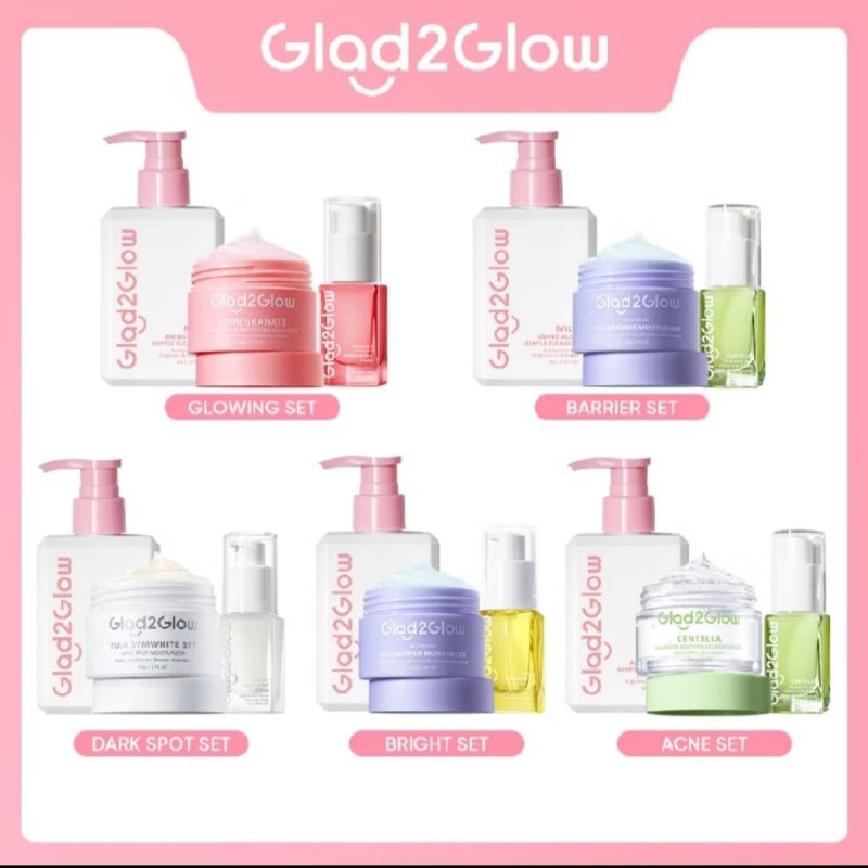 【PRE-ORDER】Glad2Glow SPECIAL BUNDLE 3in1 3pcs Paket Skincare Moisturizer Serum Face Wash  GLOWING KI