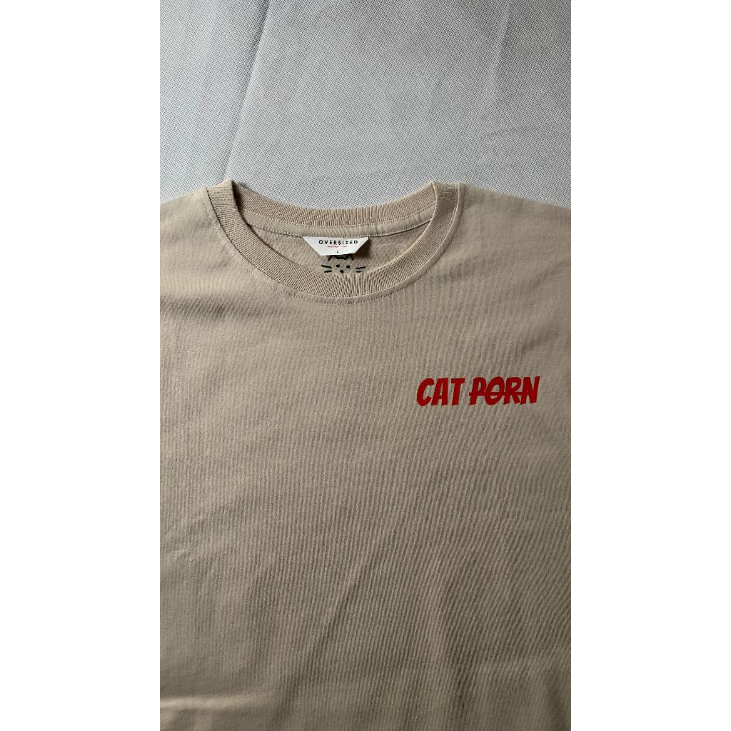 cat racing khaki oversize t shirt