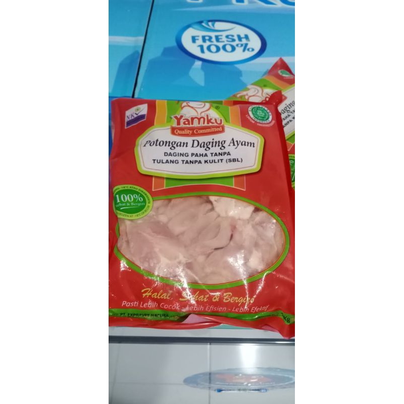 

Daging Paha Ayam Fillet Tanpa Tulang dan Kulit Yamku Kemasan 1 kg/pack