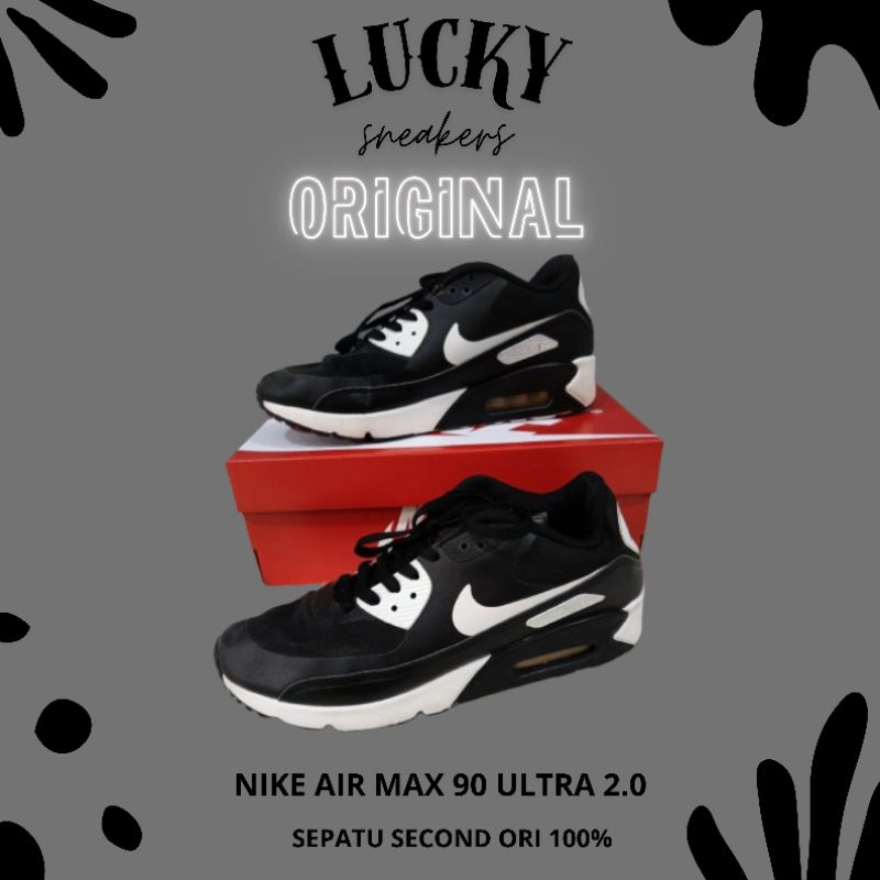 Sepatu Ori Second Nike Air Max 90 Ultra Black White By Lucky Sneakersz