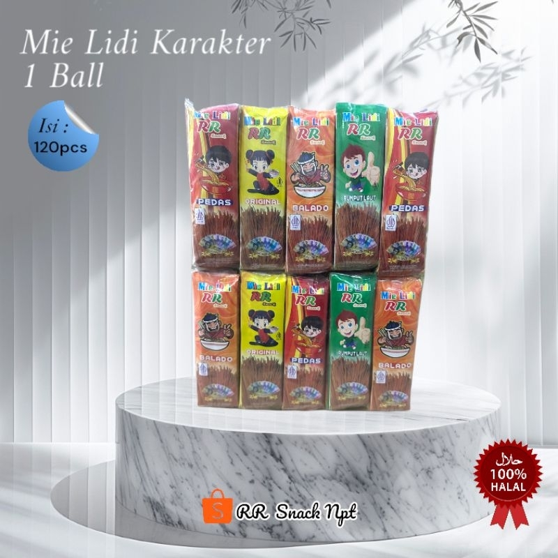

MIE LIDI KARAKTER LUCU RR SNACK VIRAL 1 BAL ISI 10 PAK 120 PCS