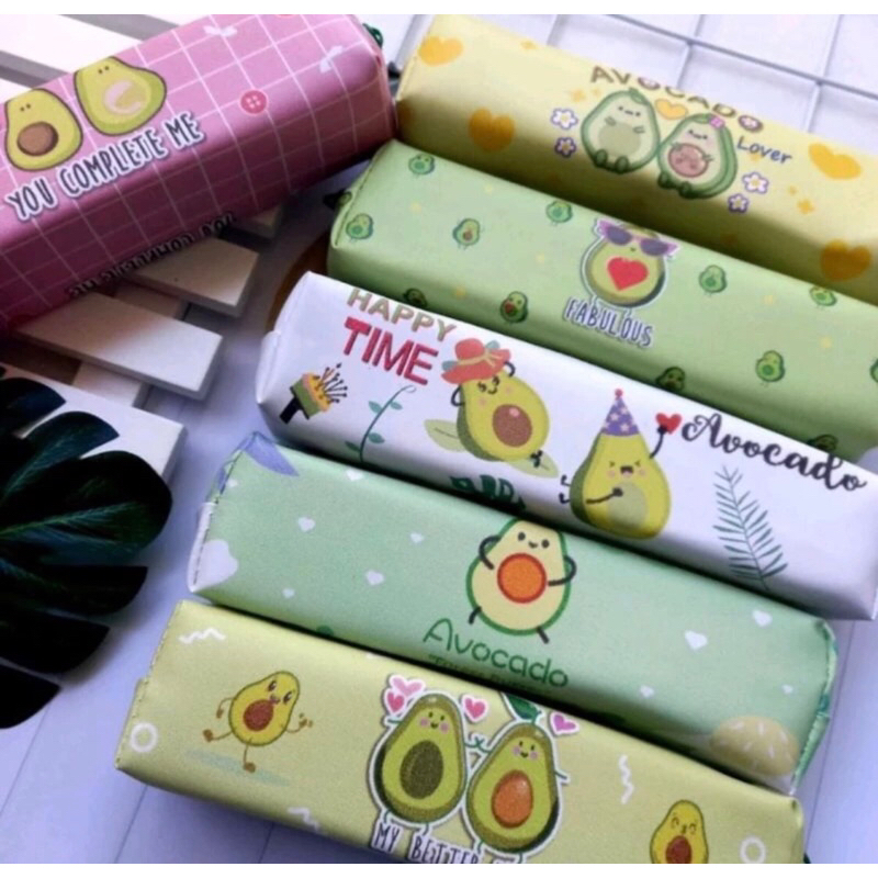 

kotak pensil tepak tempat pensil zipper bag motif avocado