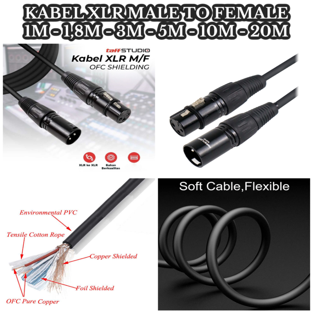 Kabel XLR Male To Female Kabel Jack XLR Male To Female Jack Canon Male TO Female Microphone Speaker