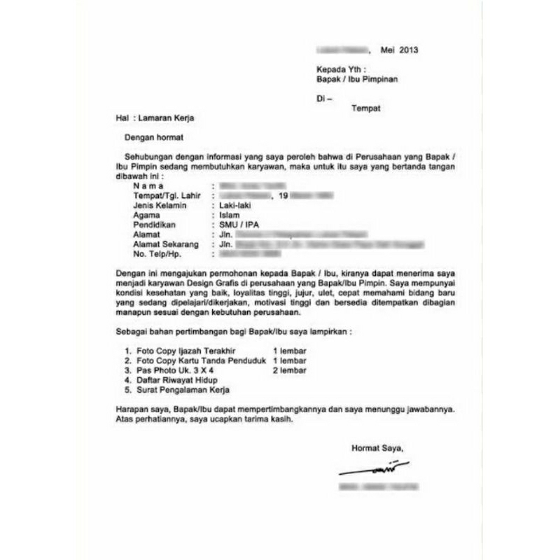 jasa buat surat lamaran+cv kerja pdf