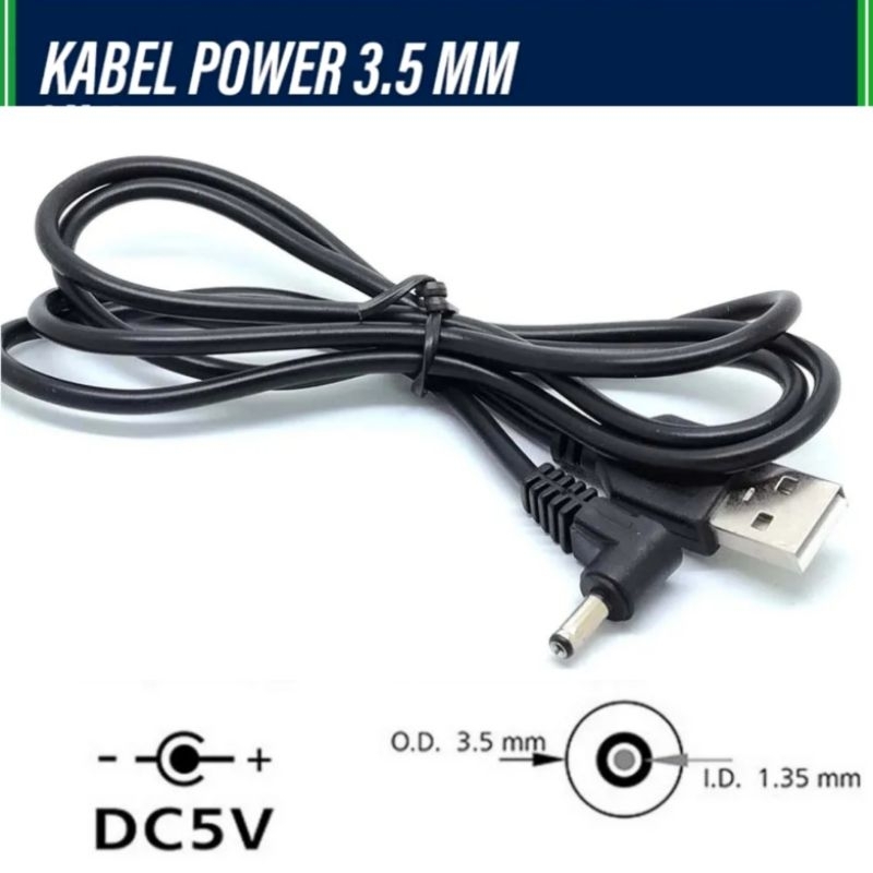 Kabel Power 3.5mm DC 5v / Kabel Sparepart Jam LED Humidifer Nokia Cas Foreo Kipas Portable