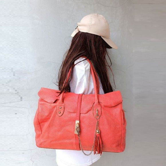 Original Leather Tote Satchel Bag Not Prad Tods Herm