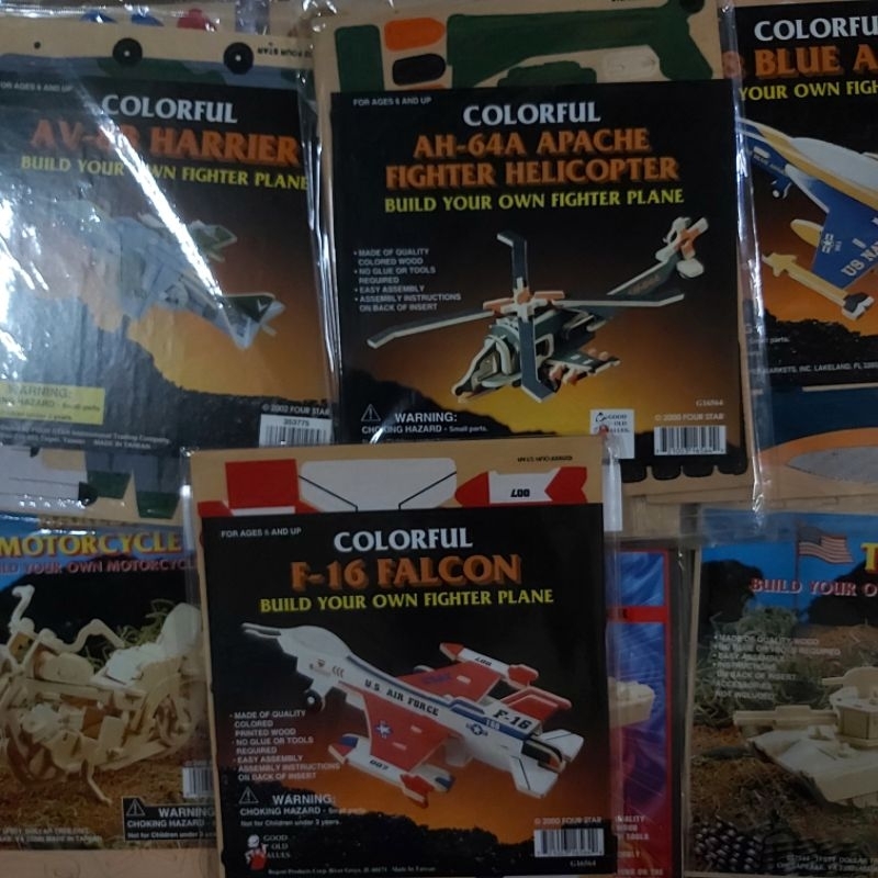 DIY Puzzle Kayu 3 Dimensi Model Pesawat Tempur / Helikopter / Kapal Perang / Dinosaurus / Mobil / He