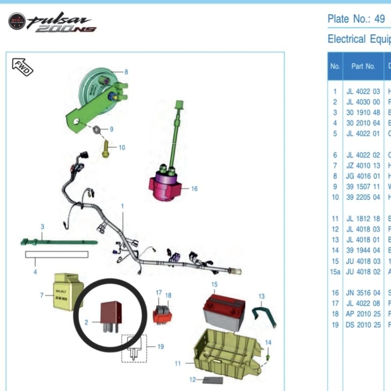 RELAY INTERLOCK PULSAR 200NS RELAY KIPAS RADIATOR KAWASAKI PULSAR 200NS AFTERMARKET