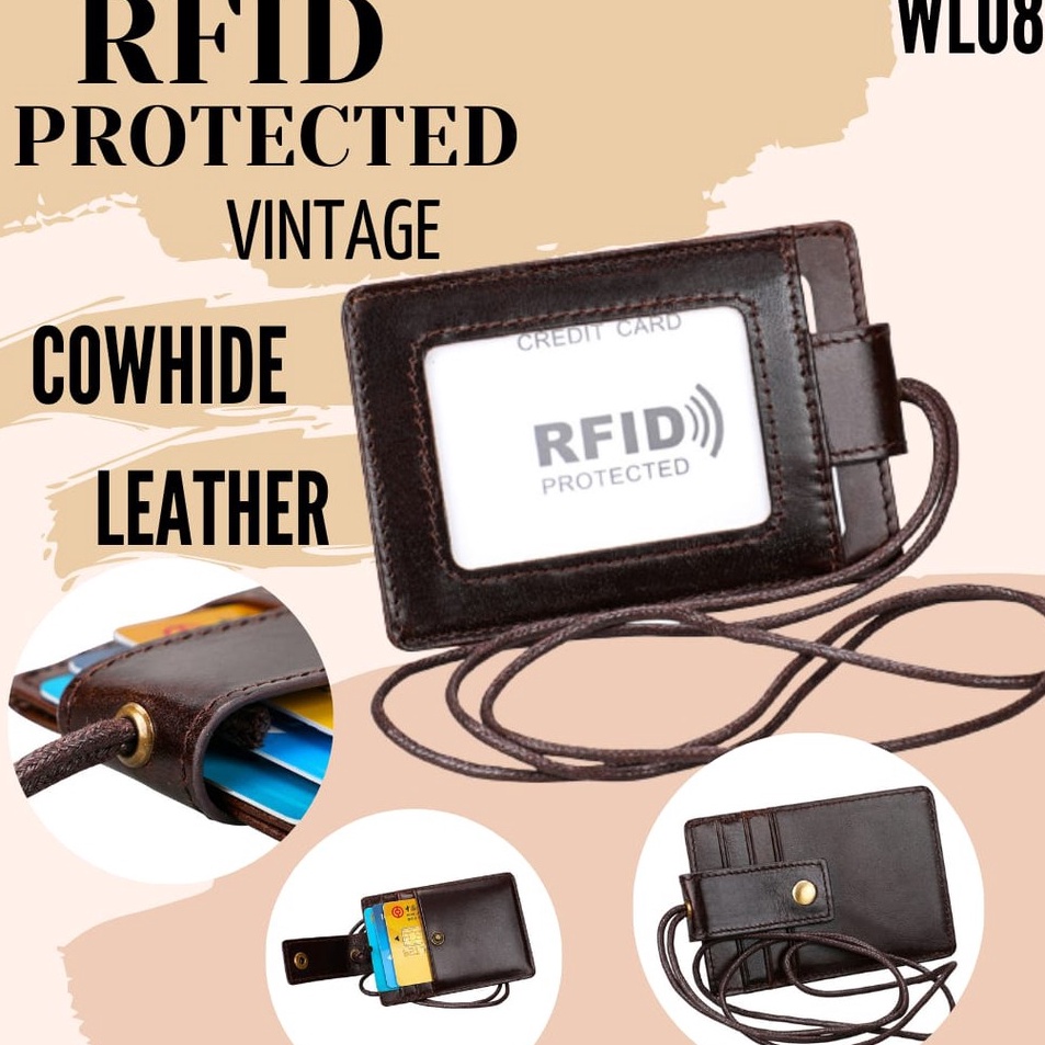 

Serbu Stock WL83 ID CARD HOLDER RFID PROTECTION GENUINE LEATHER LANYARD NAME TAG GANTUNGAN TEMPAT KARTU KULIT