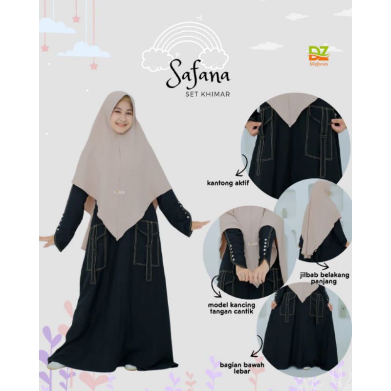 Gamis Hitam Anak Perempuan Remaja Set Jilbab