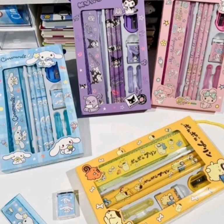 

New Limited Paket Pensil Set 5in1 Karakter Sanrio Set Alat Tulis Stationery Set