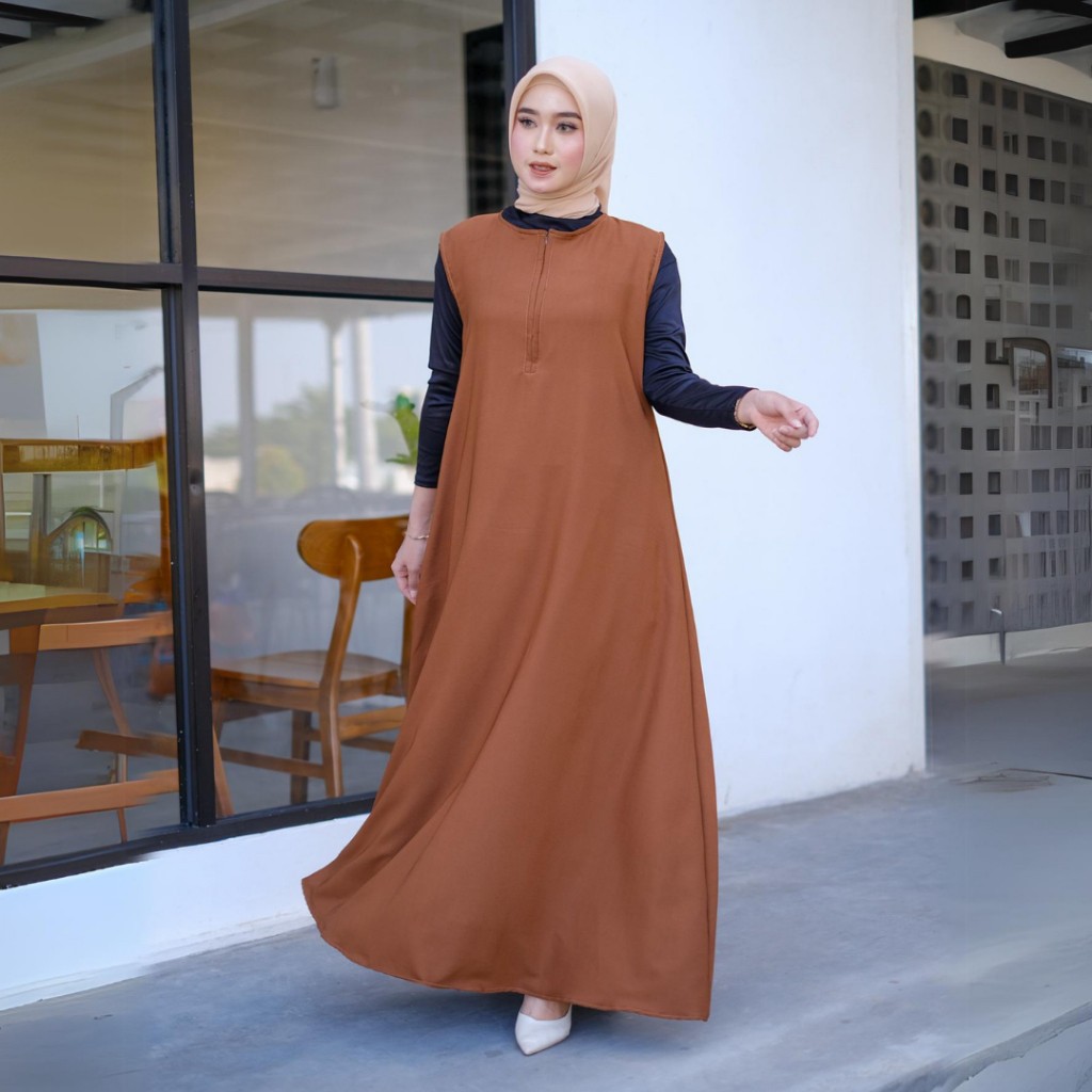 Dalaman Gamis Inner Dress Terbaru Casual Mewah Tanpa Lengan Busui Friendly Bahan Shakilla