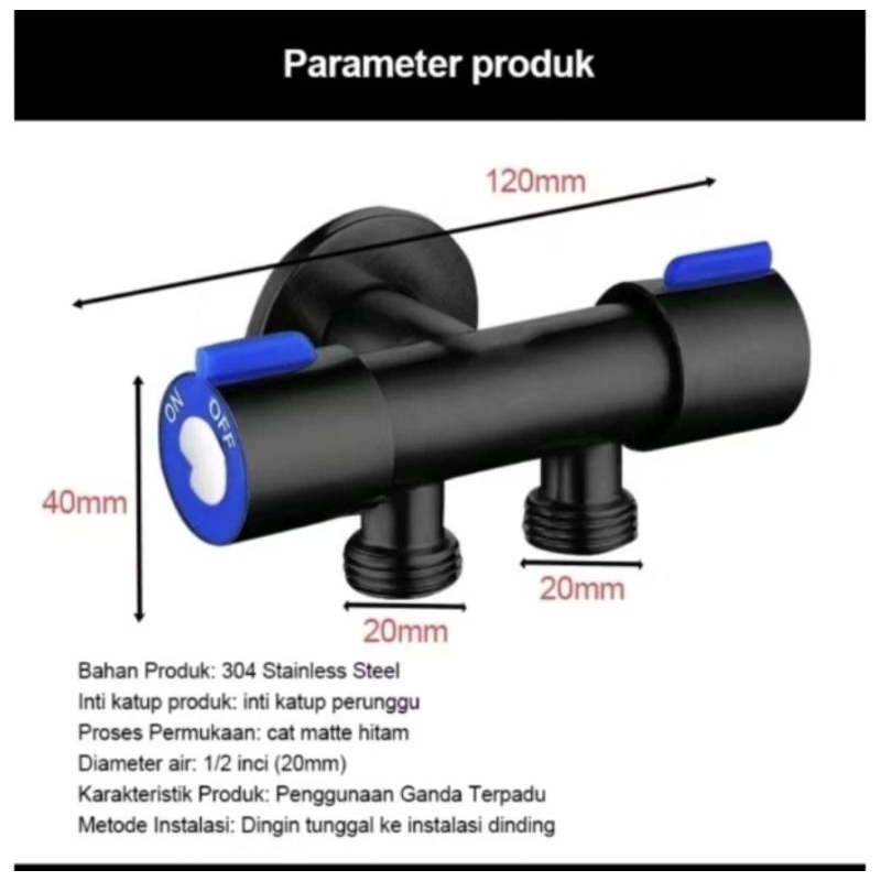 Kran Air Double stainless 304 / Kran Air cabang Stainless 304 Batam Only