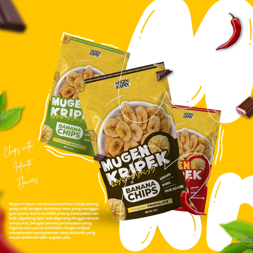 

Kripik pisang Rasa Mugen Kripek Banana Chips - Paket Reseller 24pcs