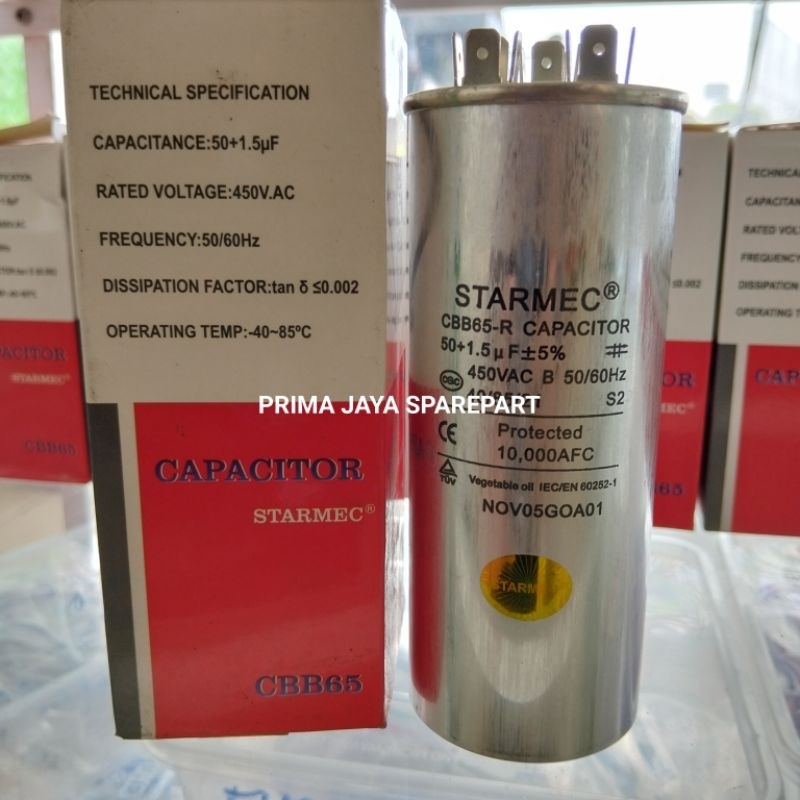 Kapasitor 50+1.5 uf Capasitor AC 50+1,5 mikro Starmec Original