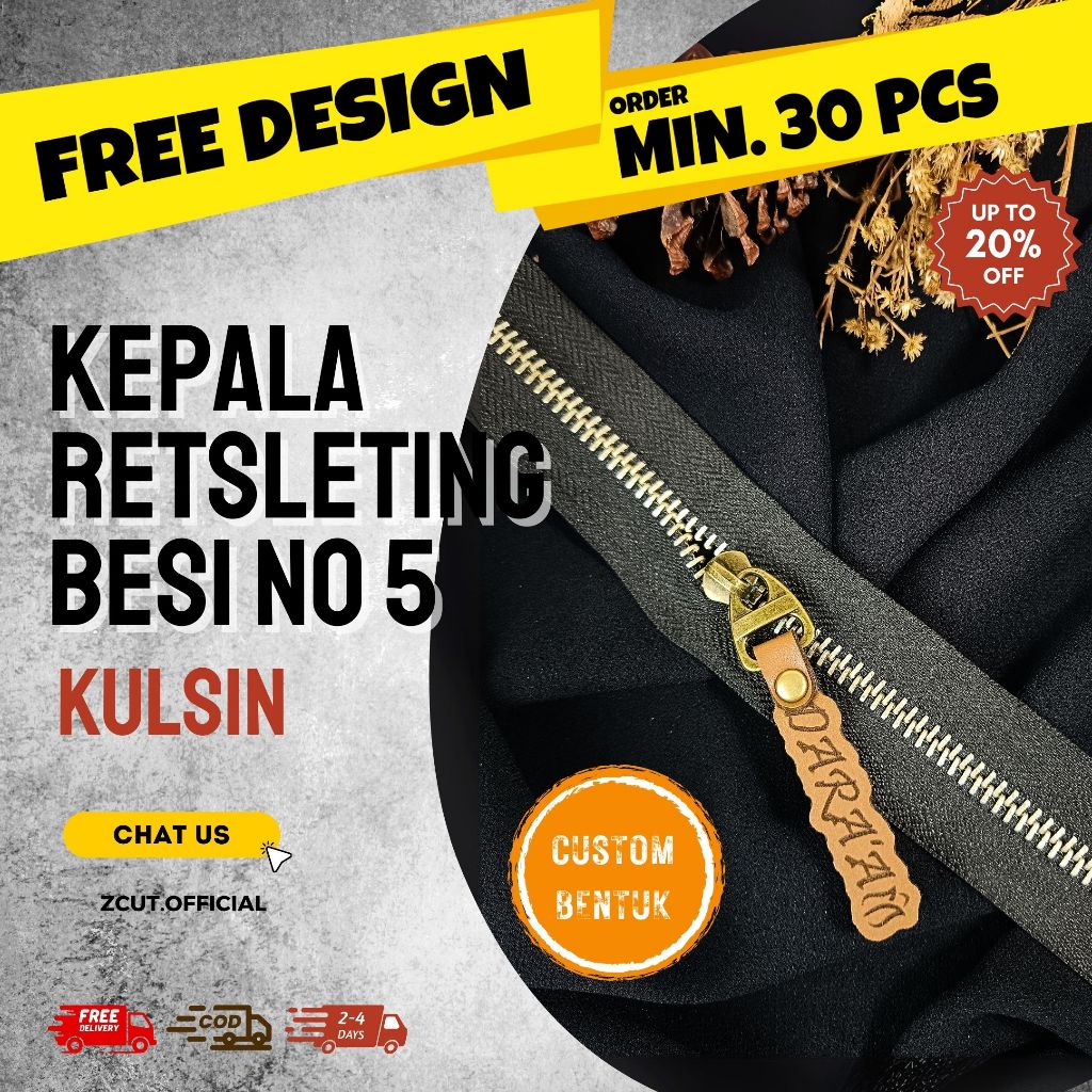 [MIN 30pcs] BESI Kepala resleting Custom Bentuk / tarikan resleting /  zipper puller Custom Kulit Si