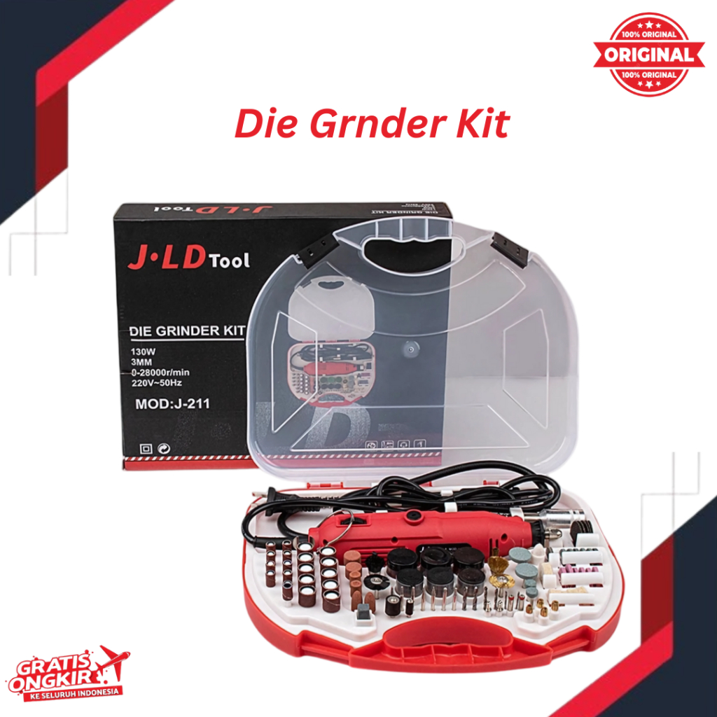MESIN MINI DIE GRINDER JLD 95pcs. MESIN BOR GERINDA GURINDA TUNER MINI JLD TOOL LENGKAP