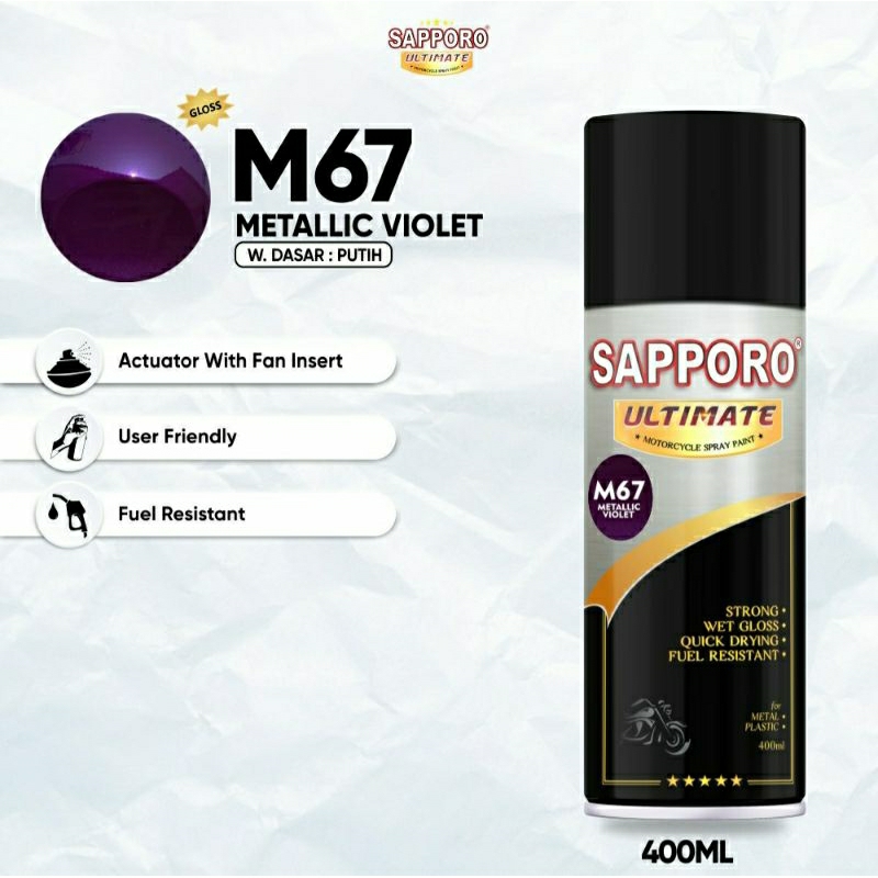 #MAU# Cat Semprot Sapporo Ultimate M67 Metallic Violet 400ml Ungu Metalik Metalic Cat Spray Duco Sap