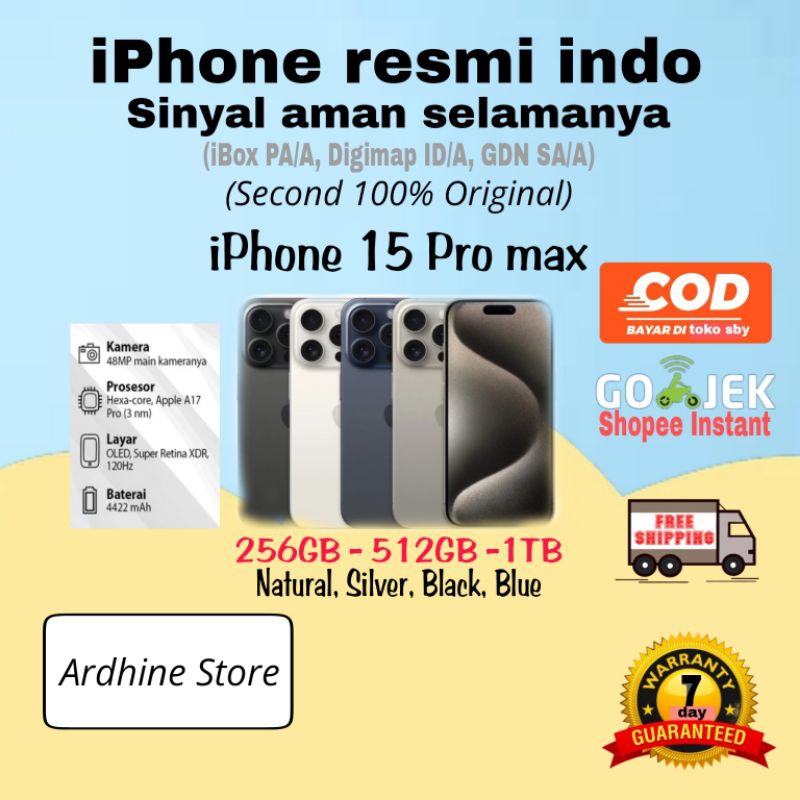 iPhone 15 pro max 256GB 512GB 1TB resmi iBox indo