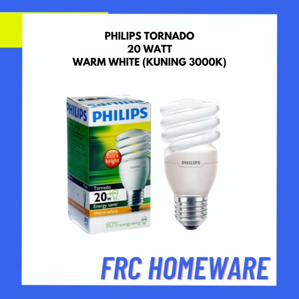 Lampu Philips Tornado 20 Watt - Lampu Spiral philips tornado 20w - Kuning