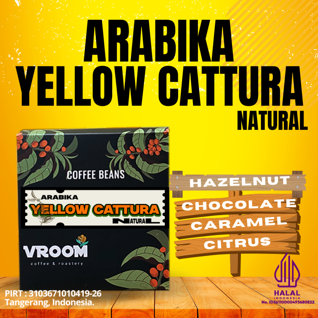 

Kopi Arabika Yellow Caturra Flores Natural 200gr Roasted bean Biji Matang Bubuk