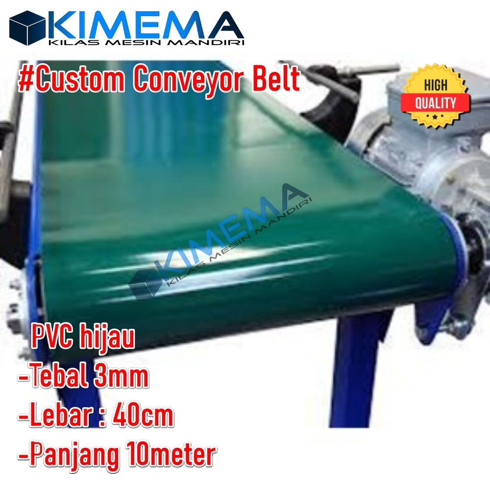 Custom PVC Conveyor Belt hijau tebal 2mm lebar 40cm panjang 10meter Sambung