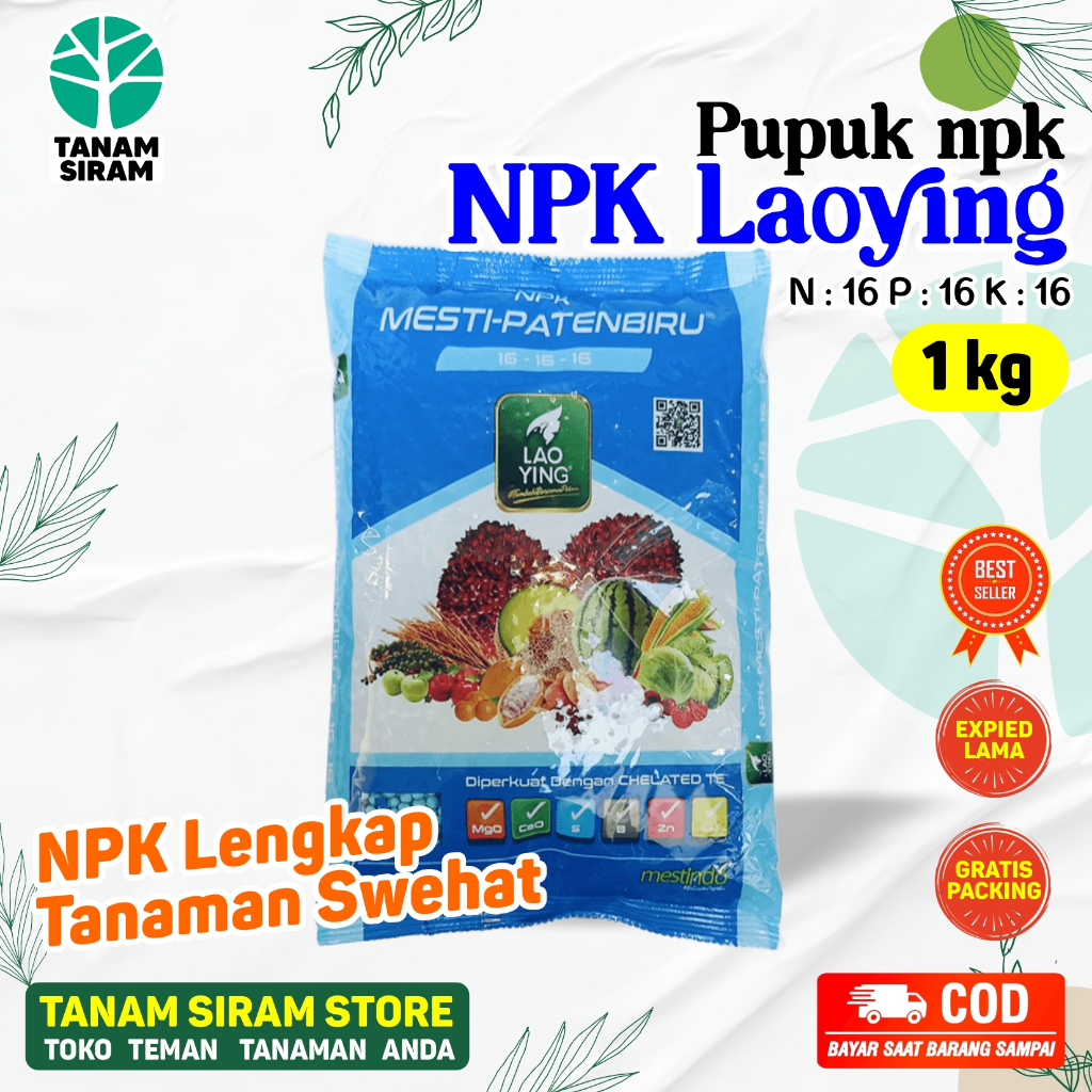 Pupuk NPK Laoying  16 16 16 - 1 kg - untuk Masa pertumbuhan dan perangsang Bunga