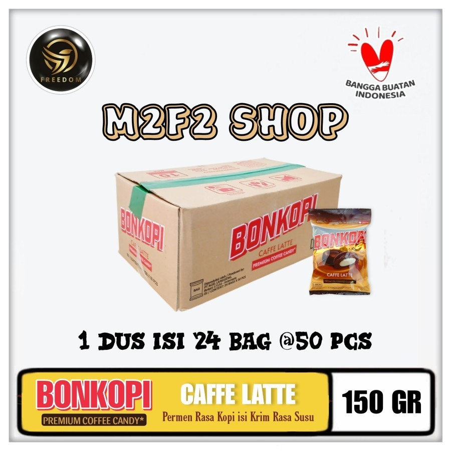 

Bonkopi Caffe Latte Premium Coffee Candy | Permen Kopi Krim Susu Bag - 150 gr (Kemasan Karton)