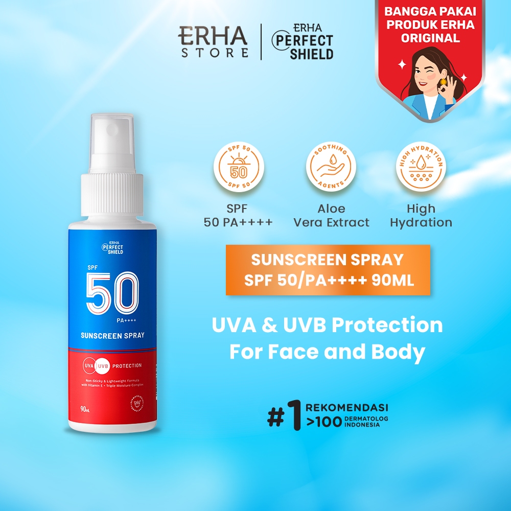 ERHA Perfect Shield Sunscreen Spray SPF 50/ PA++++ 90ml - Sunscreen Spray Wajah & Tubuh