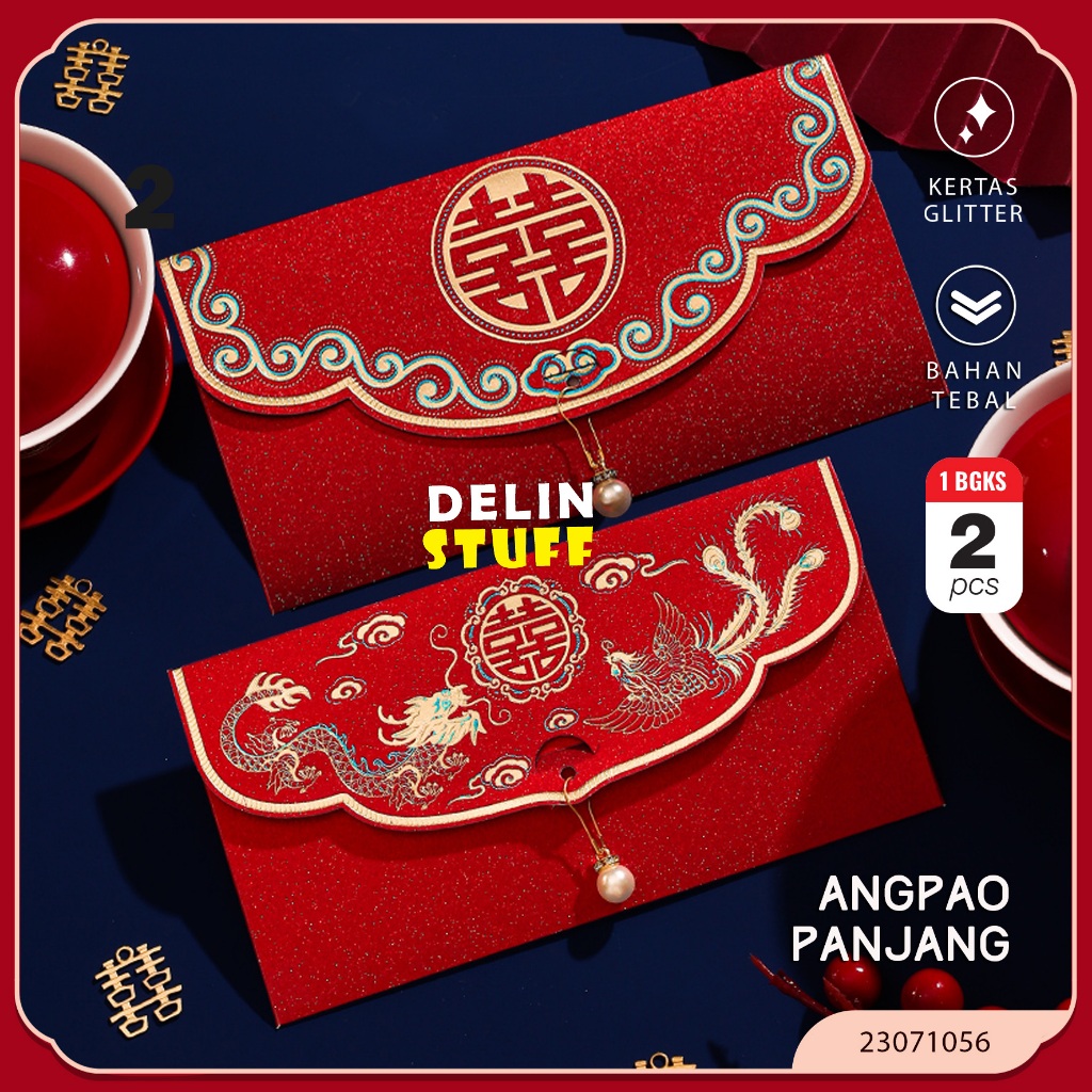 Angpao Wedding Chinese Glitter Kertas Angpau Wedding Panjang Angpao Pernikahan Angpao Nikah 23071056