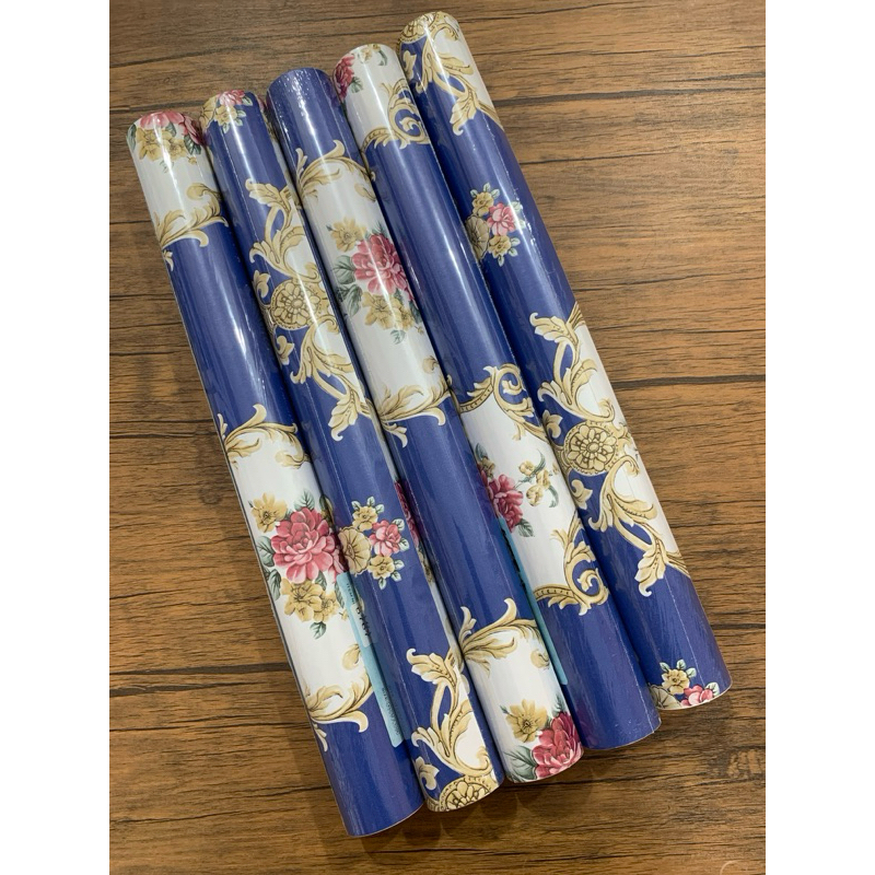 Wallsticker bunga batik biru dongker