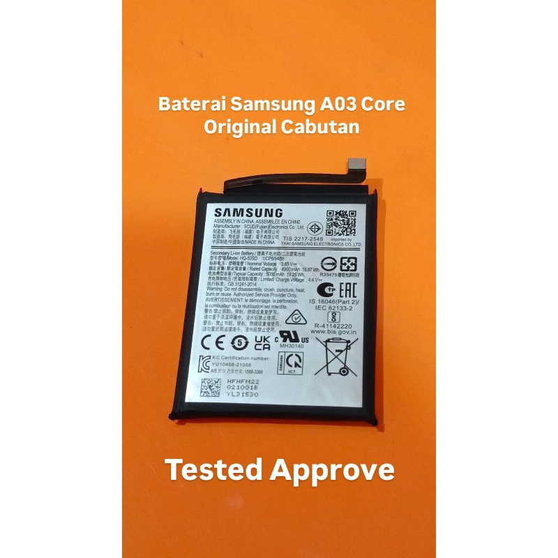 (ORIGINAL) CABUTAN. BATERAI SAMSUNG A03 CORE