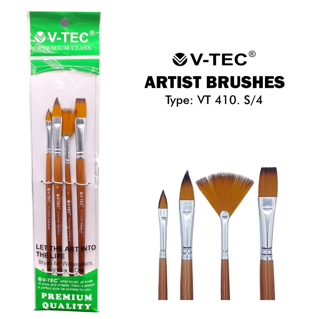 

SET KUAS V-TEC VT-410 / ISI 4 KUAS NO 3, 6, 7, 1/2 ARTIST BRUSHES VTEC ALAT LUKIS BRUSH / MITRA ABADI KATALOG JOGJA