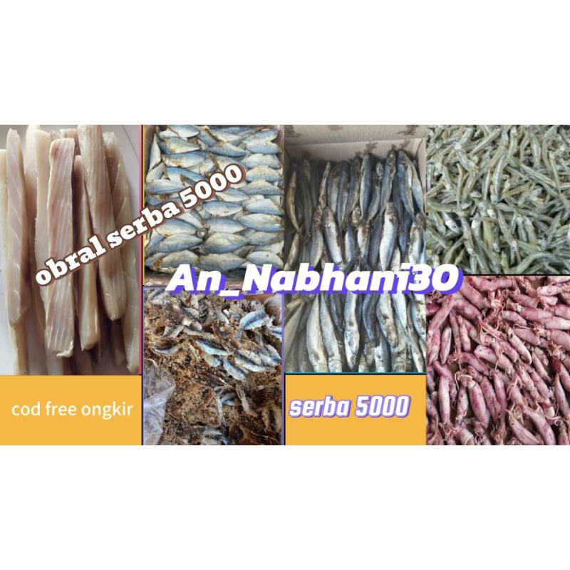 

Ikan Asin/ Serba 5000/ Serba Goceng/ Aneka ikan Asin Fresh/ Aneka Ikan murah