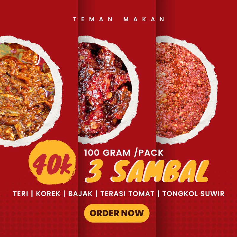 

PROMO SAMBAL 3 Paket Ukuran 100gr /botol