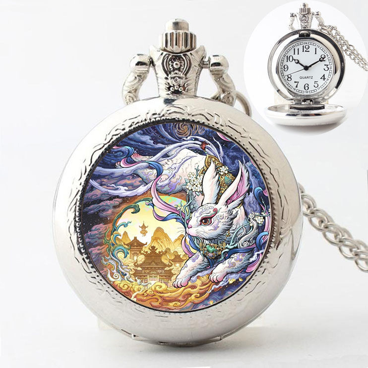 Zodiac Pocket Watch Vintage Flip Quartz Watch Necklace Pocket Watch