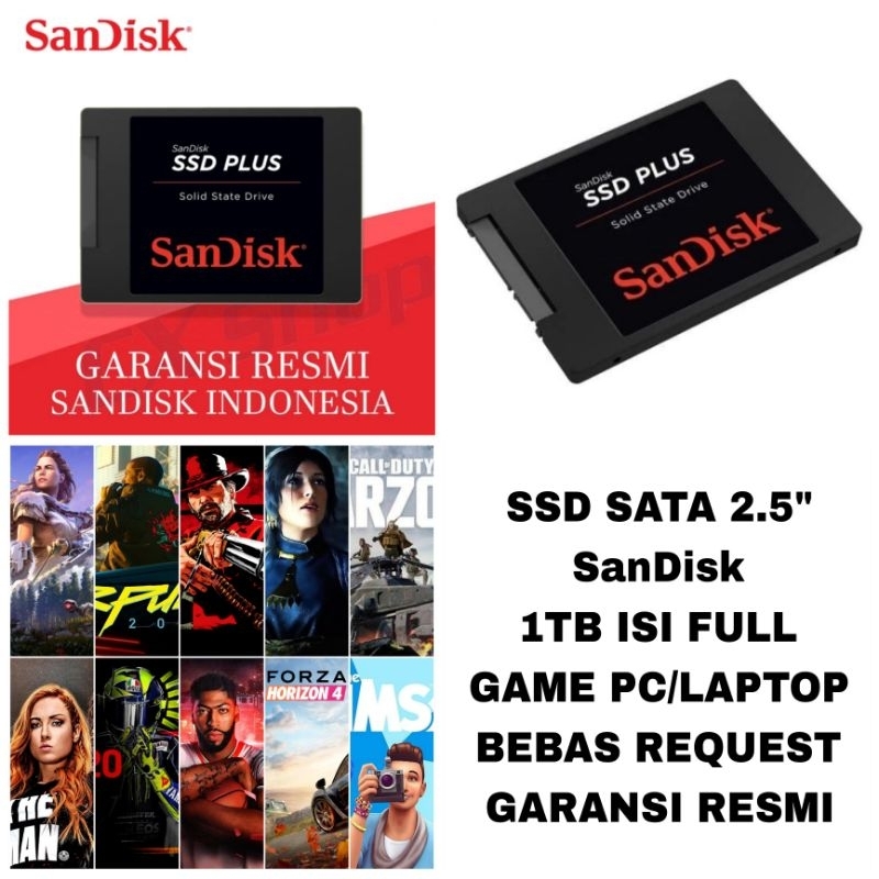 Sandisk SSD Plus 1TB Sata 3 - Sandisk SSD 1TB 2.5" Full Game PC/Laptop