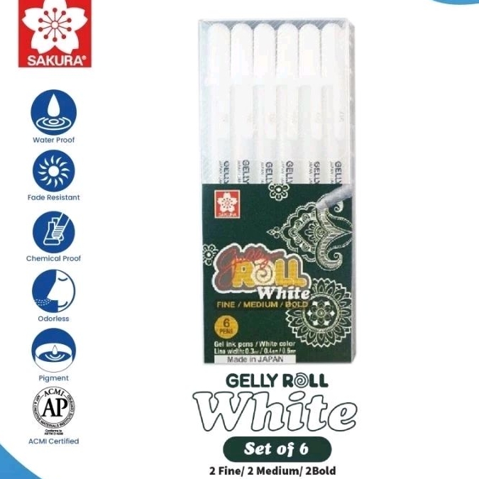 

bulpen gelly roll sakura set putih berbagai ukuran
