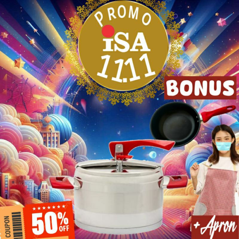 Panci Isa Ruby Presto BTS LTP Ukuran 5 Lt  Anti Lengket Murah dan Bagus Multifungsi Premium Bahan St