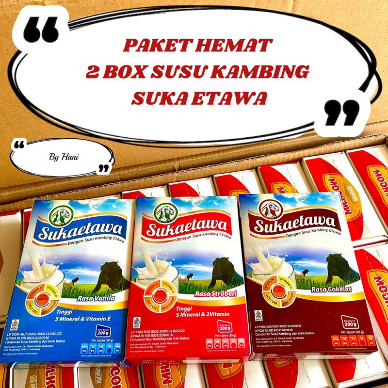 

TERMURAH!! 2 BOX SUKA ETAWA SUSU KAMBING ETAWA || BPOM HALAL