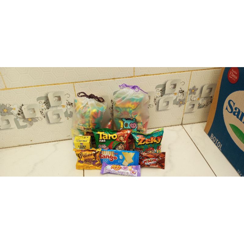 

Bingkisan Snack Ulang Tahun Anak Pouch Serut KA/Hampers Snack ultah anak
