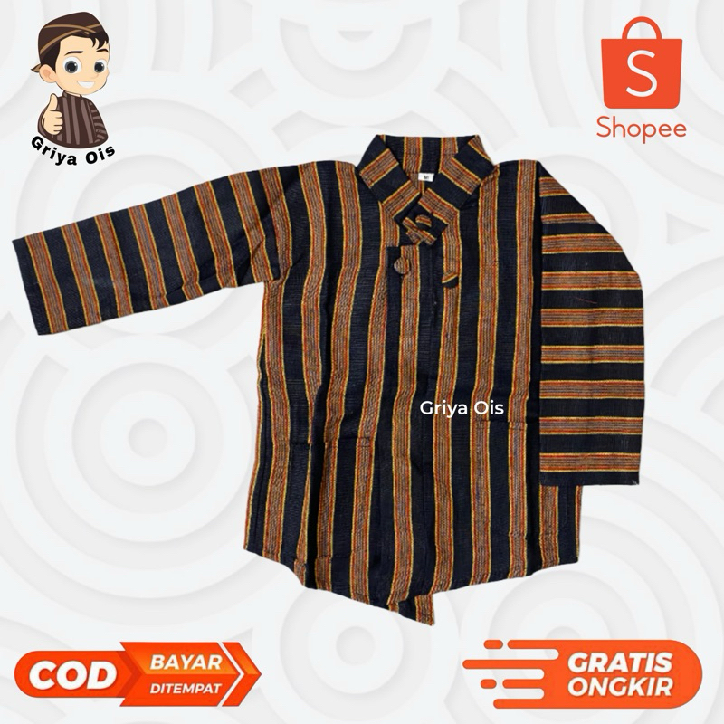 Baju surjan Anak Tk SD / Baju adat jawa / Baju lurik anak Sd Tk