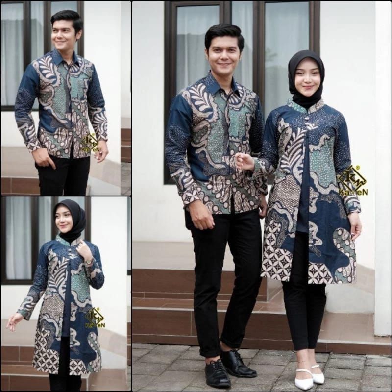Couple Batik Premium Tunik Mix Polos Toyobo Dan Kemeja Pria Full Furing Trikot Grade A Ukuran S M L 
