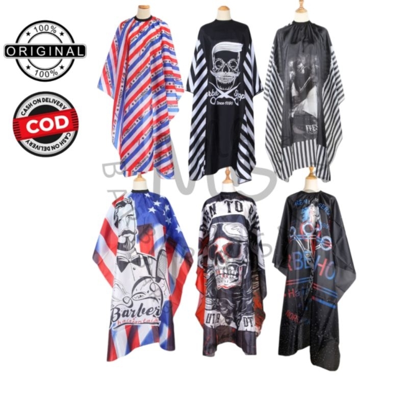 Kain Kip Jubah Barbershop Salon Potong Rambut Motif Ukuran Dewasa Pelindung Pangkas Rambut