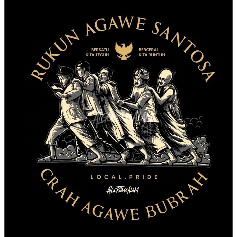 Kaos Algoritma Alam .Rukun Agawe Santoso (Kaos Pria Wanita Contton combed 24s