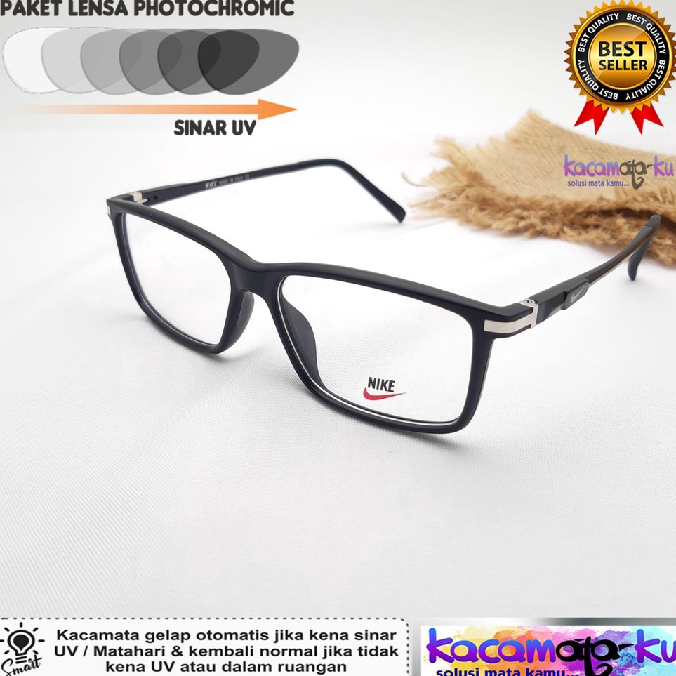 Segera Miliki Kacamata Minus Pria Sporty Nike Photocromic Blueray Antiradiasi Pria Fashionable