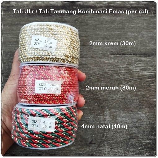 

TALI-35 : Tali Ulir / Tali Tampar / Tali Tambang Kombinasi Emas (per rol)