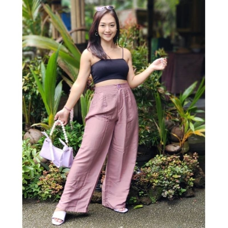 CELANA KULOT HW HIGHWAIST KANCING RESLETING RAYON PREMIUM