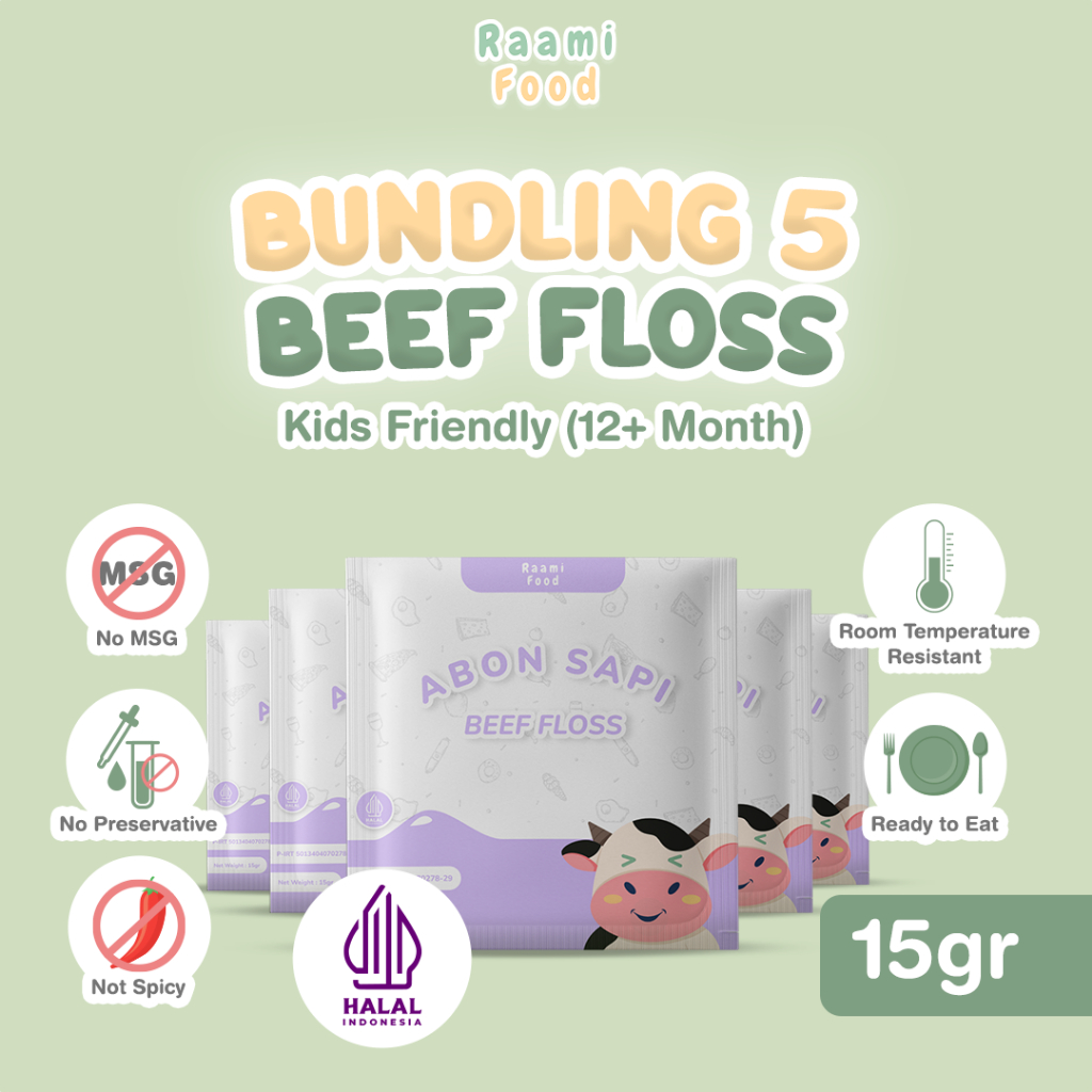 

Raami Food Abon Sapi Anak Premium Penambah Nafsu Makan Tanpa MSG Tanpa Pengawet - Sachet Isi 5 Pcs